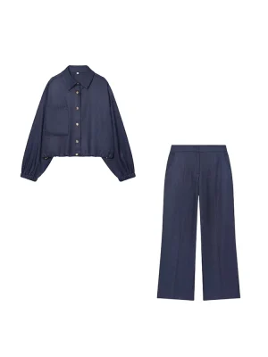 Women’s Lapel Jacket & Straight-Leg Pants Set