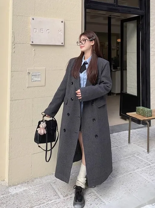 Korean Fashion Double Breasted Loose Blazer Jacket for Women - Image 2