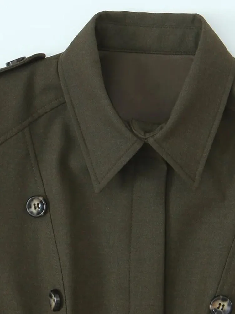 Autumn Winter Sleeveless Lapel Zip A-Line Dress Coat - Image 3