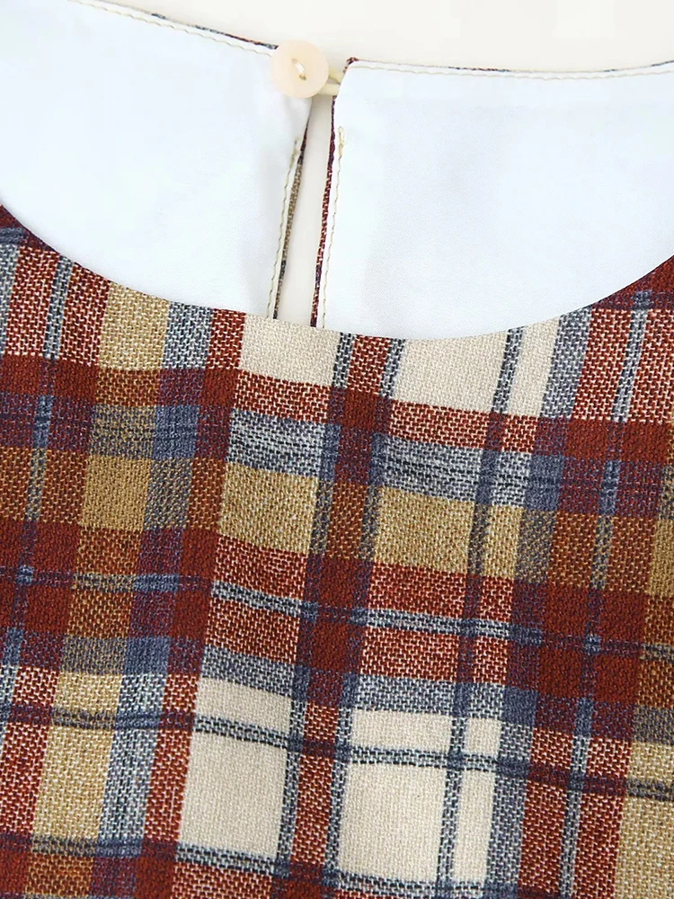 Women’s Slimming Plaid A-Line Mini Dress - Image 3