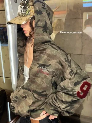 High Street Camouflage Hooded Zip