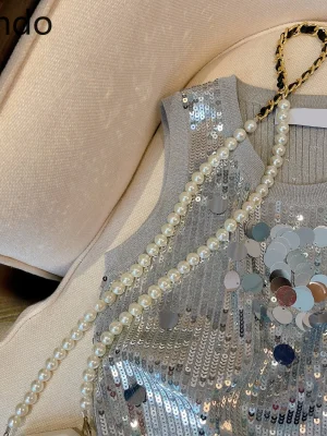 Women's Sparkly Sequin Knit Vest