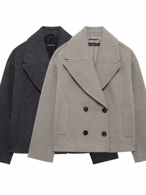Women’s 2025 Double-Breasted Wool Lapel Coat