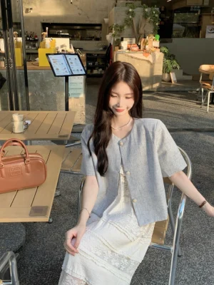 Korean Elegant Summer Short-Sleeve Blazer