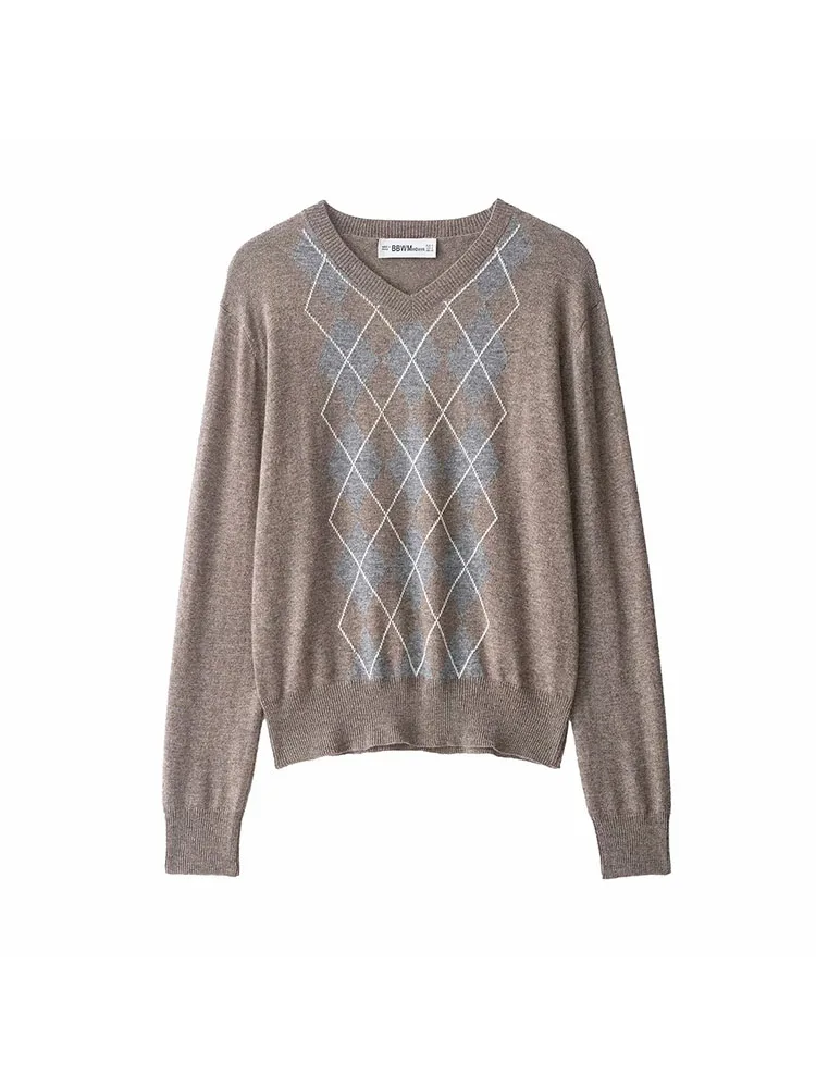Autumn Winter V-Neck Knitted Cotton Sweater - Image 2