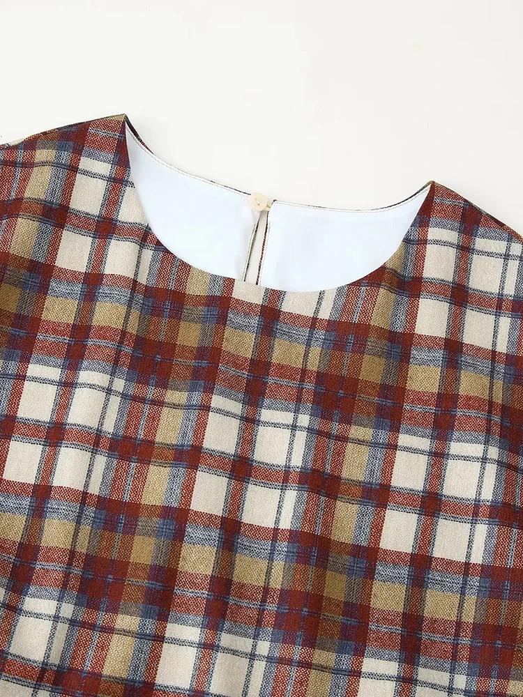 Women’s Slimming Plaid A-Line Mini Dress - Image 4