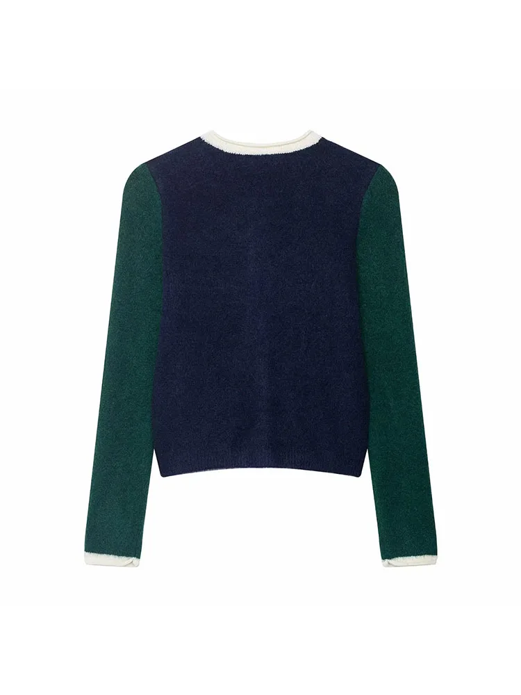 Women’s Crew Neck Button Knit Sweater - Image 2