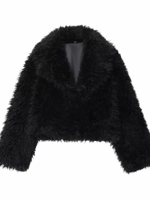 2025 Autumn Tricolor Faux Fur Short Jacket