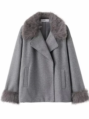 Elegant Lapel Fur Collar Jacket