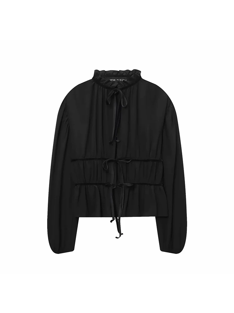 Women’s Retro Lace-Up Long Sleeve Shirt - Image 2