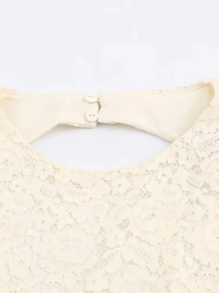 Women’s Lace Patchwork Backless Mini Dress - Image 4