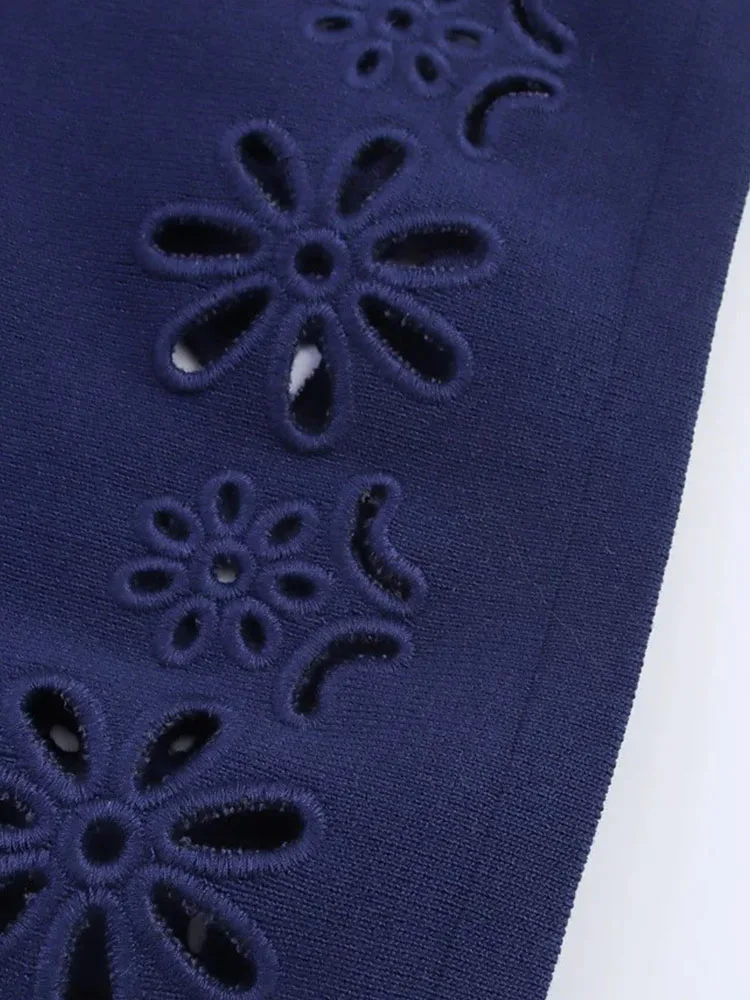 Women’s Casual Hollow Embroidery Knit Top - Image 3