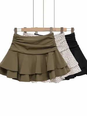 2025 Autumn Ruffled Decorative Ruched Mini Skirt
