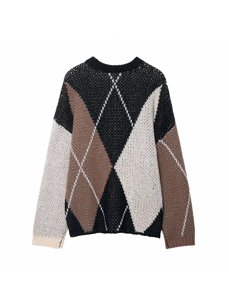 Women’s 2025 Vintage Diamond Knit Pullover - Image 2