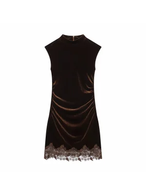 Women’s Lace Velvet Sleeveless Mini Dress