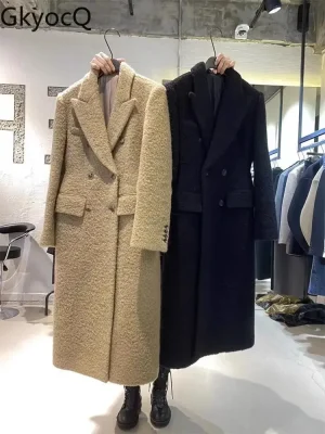 Autumn Light-Tan Quilted Tweed Coat for Women