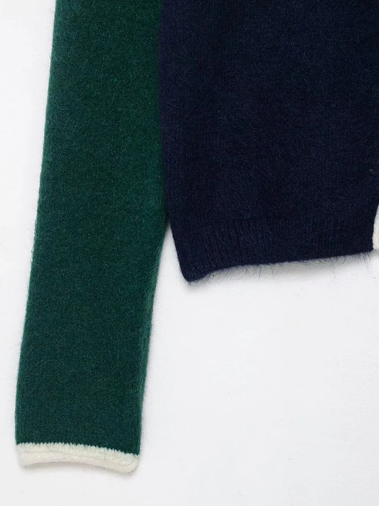 Women’s Crew Neck Button Knit Sweater - Image 4