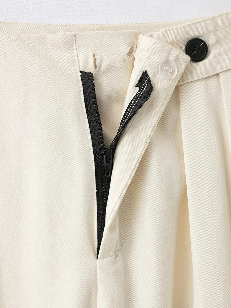 Women’s High Waist Pleated Wide Leg Zipper Pants - Image 6