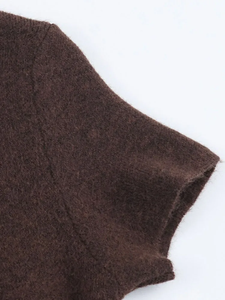 Women’s Brown Fur Patchwork Party Dress - Image 4