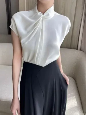 Summer French Satin Shirt for Women