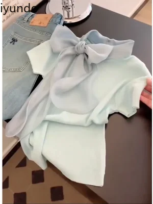 Women’s French Bow Short-Sleeve Knit Tee