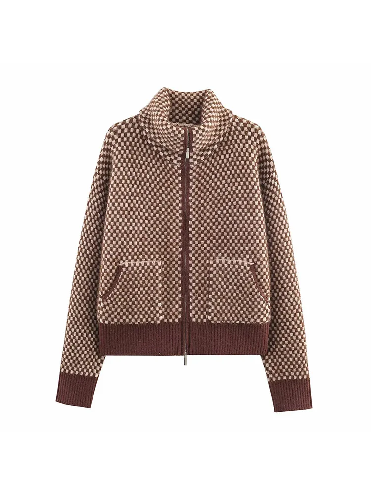 Autumn Winter High-Neck Zip Bomber Sweater - Image 2