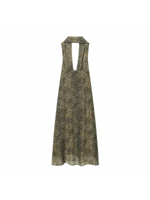 Elegant Leopard Print Sleeveless Dress