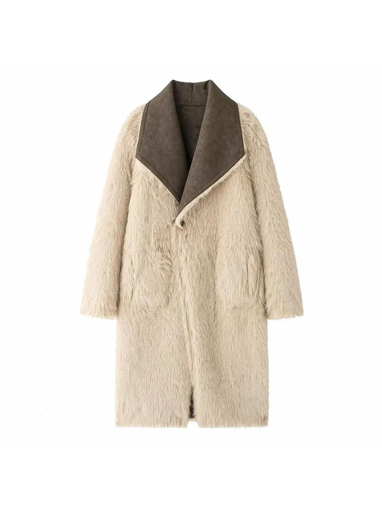 Women’s Multicolored Retro Plush Reversible Coat - Image 3