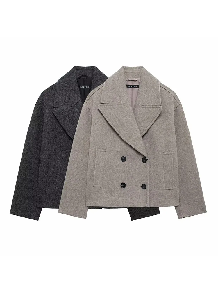 Women’s 2025 Double-Breasted Wool Lapel Coat - Image 2