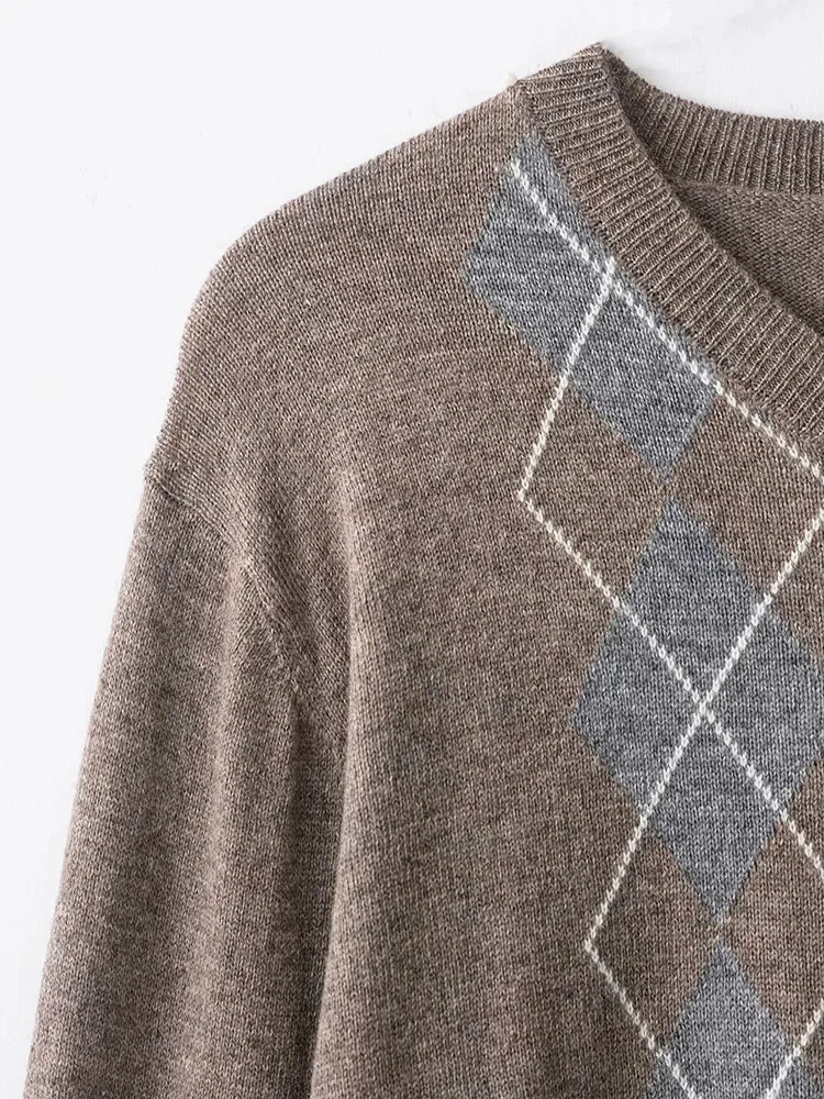 Autumn Winter V-Neck Knitted Cotton Sweater - Image 5