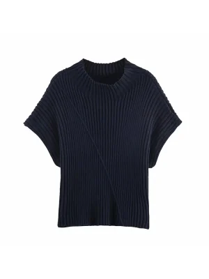 Women’s Solid Round Neck Short-Sleeve Sweater