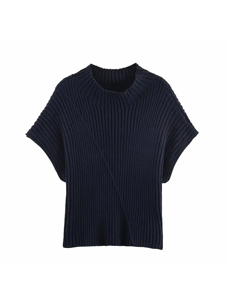 Women’s Solid Round Neck Short-Sleeve Sweater