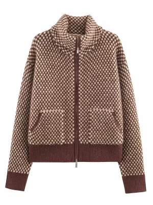 Autumn Winter High-Neck Zip Bomber Sweater