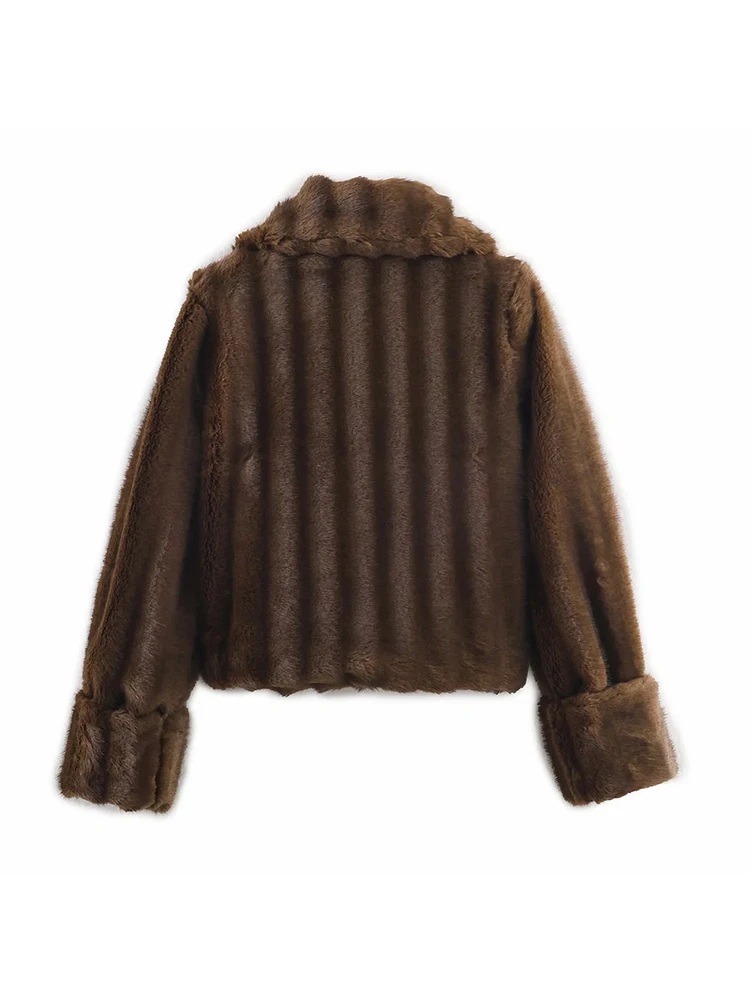 Women’s Cropped Faux Fur Coat - Image 2