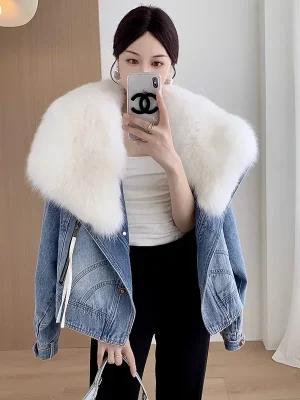 Women's Faux Fur Denim Jacket