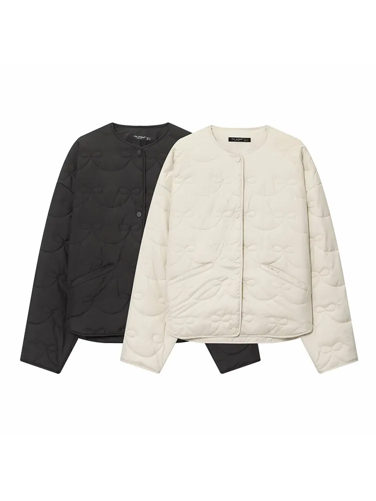 Autumn Winter Solid O-Neck Single-Breasted Straight Coat