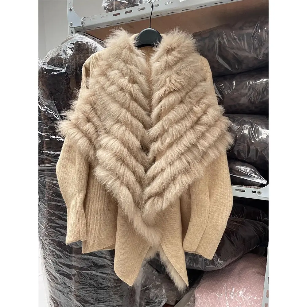 Faux Fur Trim Knit Coat for Women - Image 4