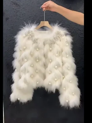 2025 Pearl-Embellished Wool Coat