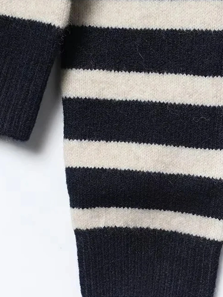 Women’s Striped Knit Cardigan Slim Fit Long Sleeve Top - Image 4