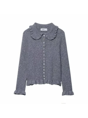 2025 Autumn Elegant Gray Knit Cardigan