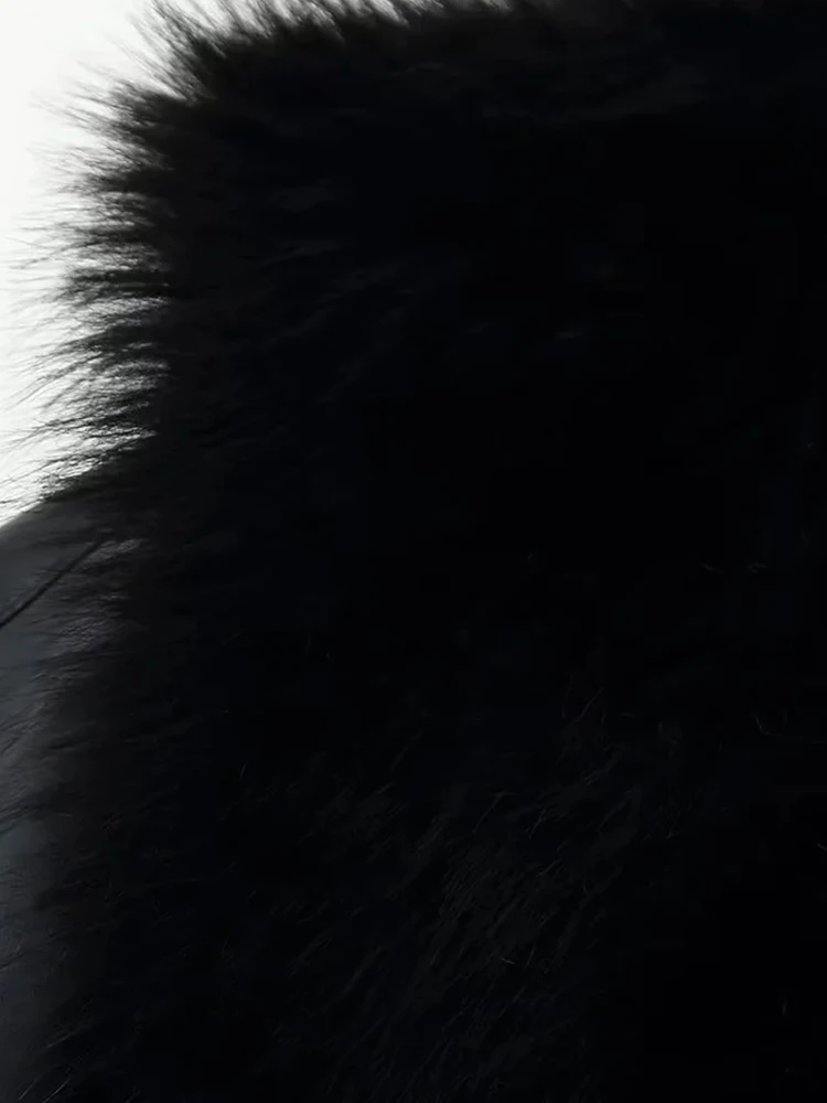 Women’s Faux Fur Collar Black Jacket - Image 3