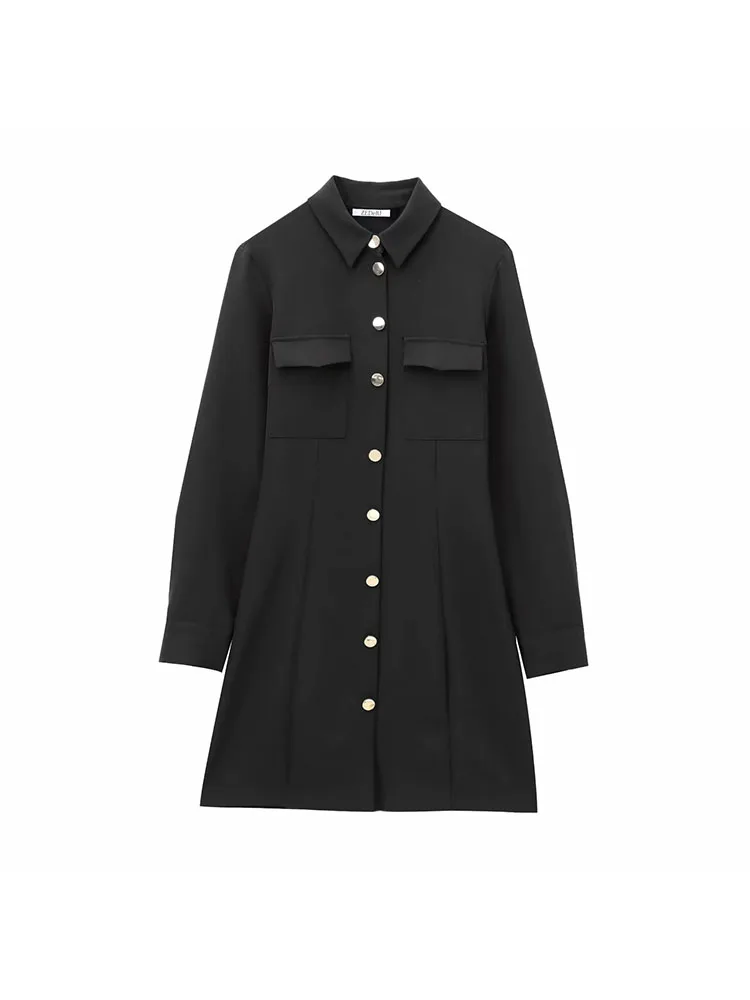 Women’s 2025 Elegant Turn-Down Collar Mini Dress - Image 2