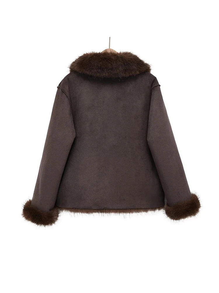 Women’s Reversible Faux Leather & Lambwool Coat - Image 2