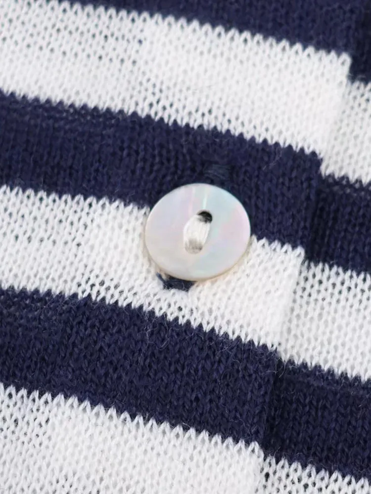 Women’s Striped Knitted Cardigan Sweater - Image 3