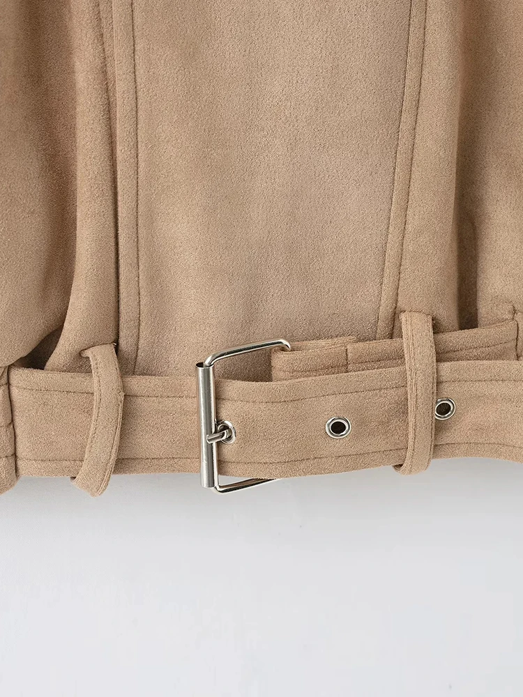 Women’s Retro Suede Zipper Jacket - Image 5