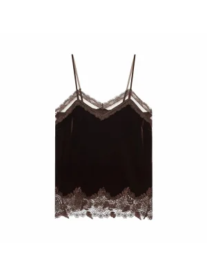 Women’s Sexy Lace Velvet Sleeveless Top
