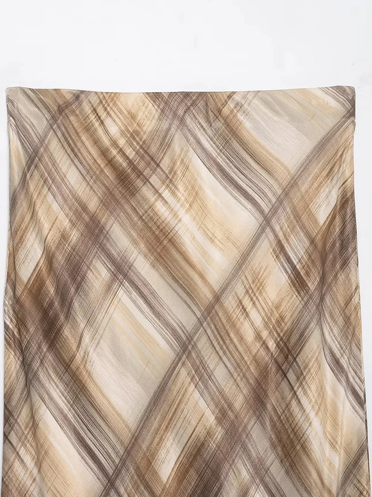 Women’s Vintage Silk-Texture Midi Skirt - Image 4