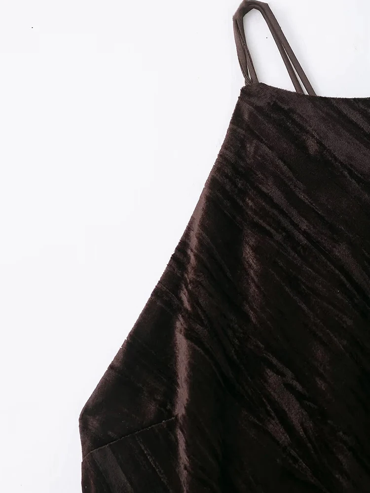 Women’s Velvet Tassel Halter Maxi Dress - Image 4