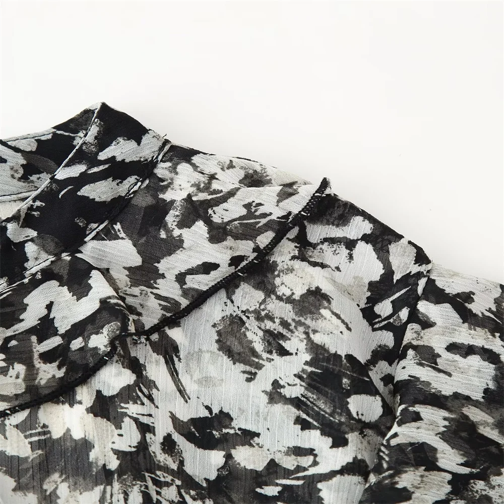 Women's Autumn Printed Mini Dress with Belt - Image 3