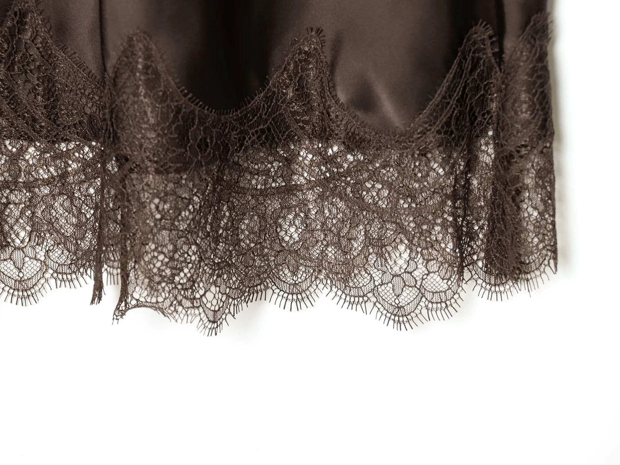 Winter Women's High-Waist Lace Trim Silk Midi Skirt - Image 5